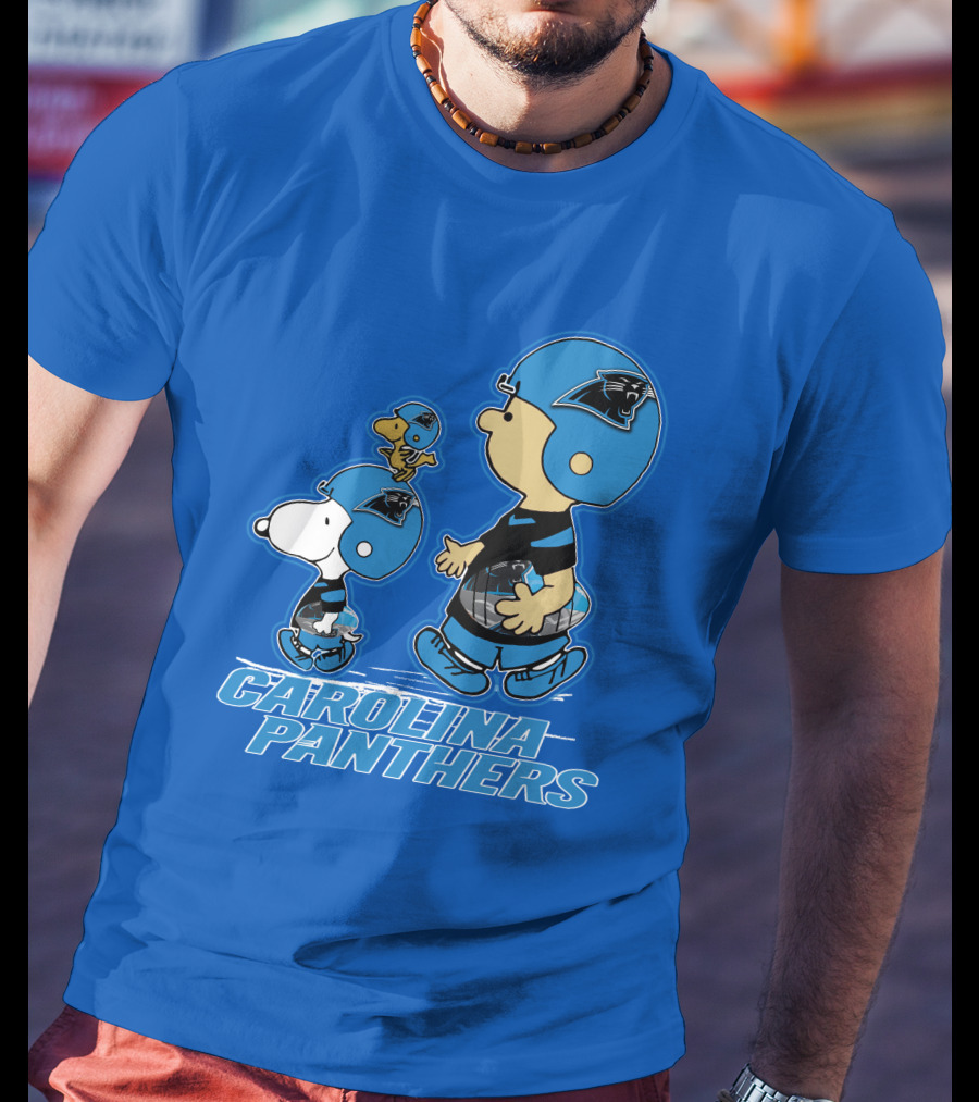 Snpfootball CAROLINA PANTHERS Peanuts Characters Blue Helmet T-Shirt