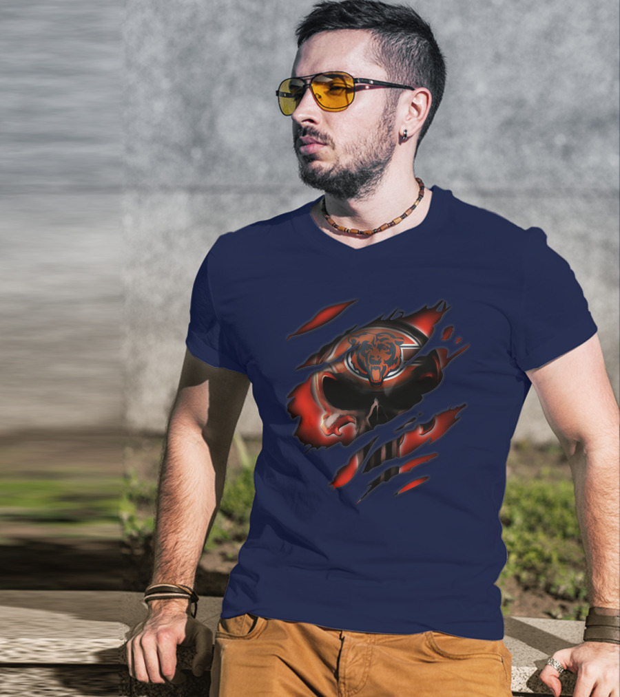 Chicago Bears 32 Skull Rips T-Shirt