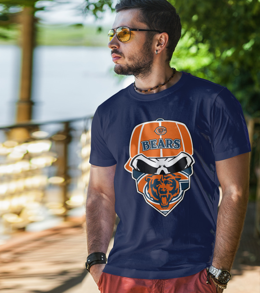 Chicago Bears 33 Skull Bandana Hat T-Shirt