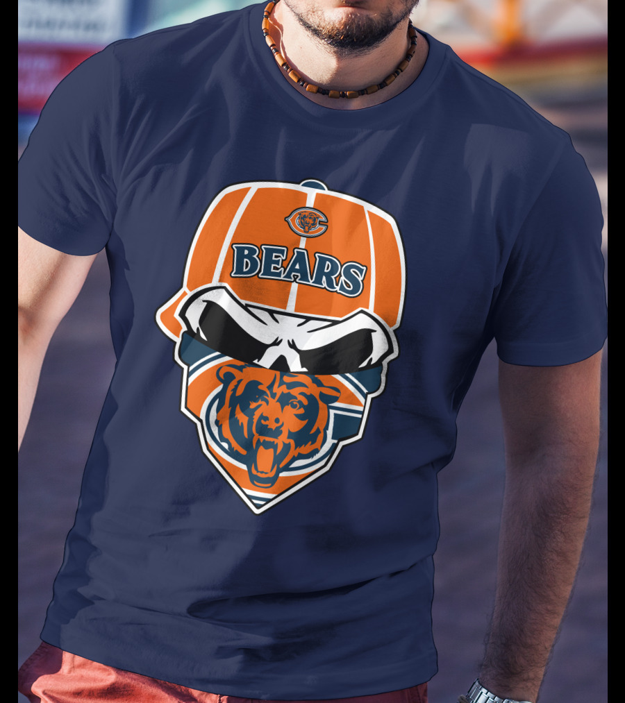 Chicago Bears 33 Skull Bandana Hat T-Shirt