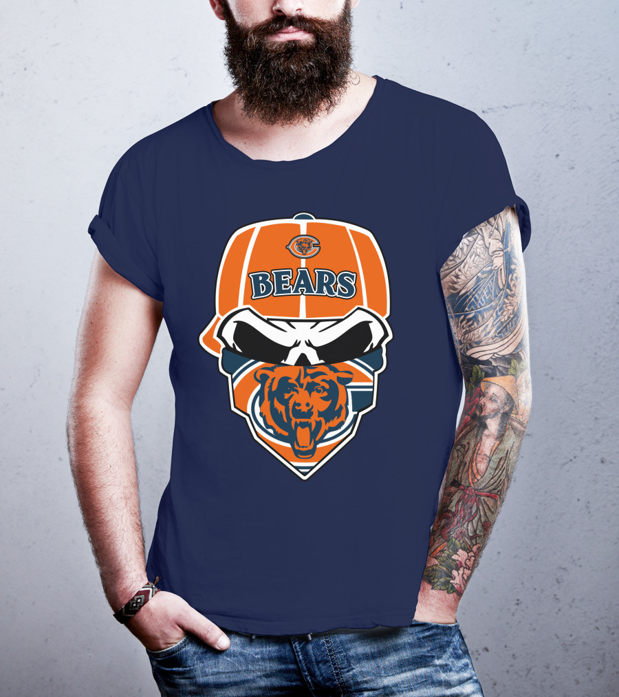 Chicago Bears 33 Skull Bandana Hat T-Shirt