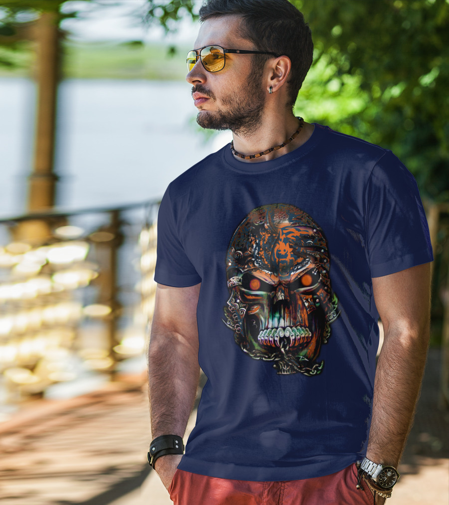 Chicago Bears Fiery Skull T-Shirt