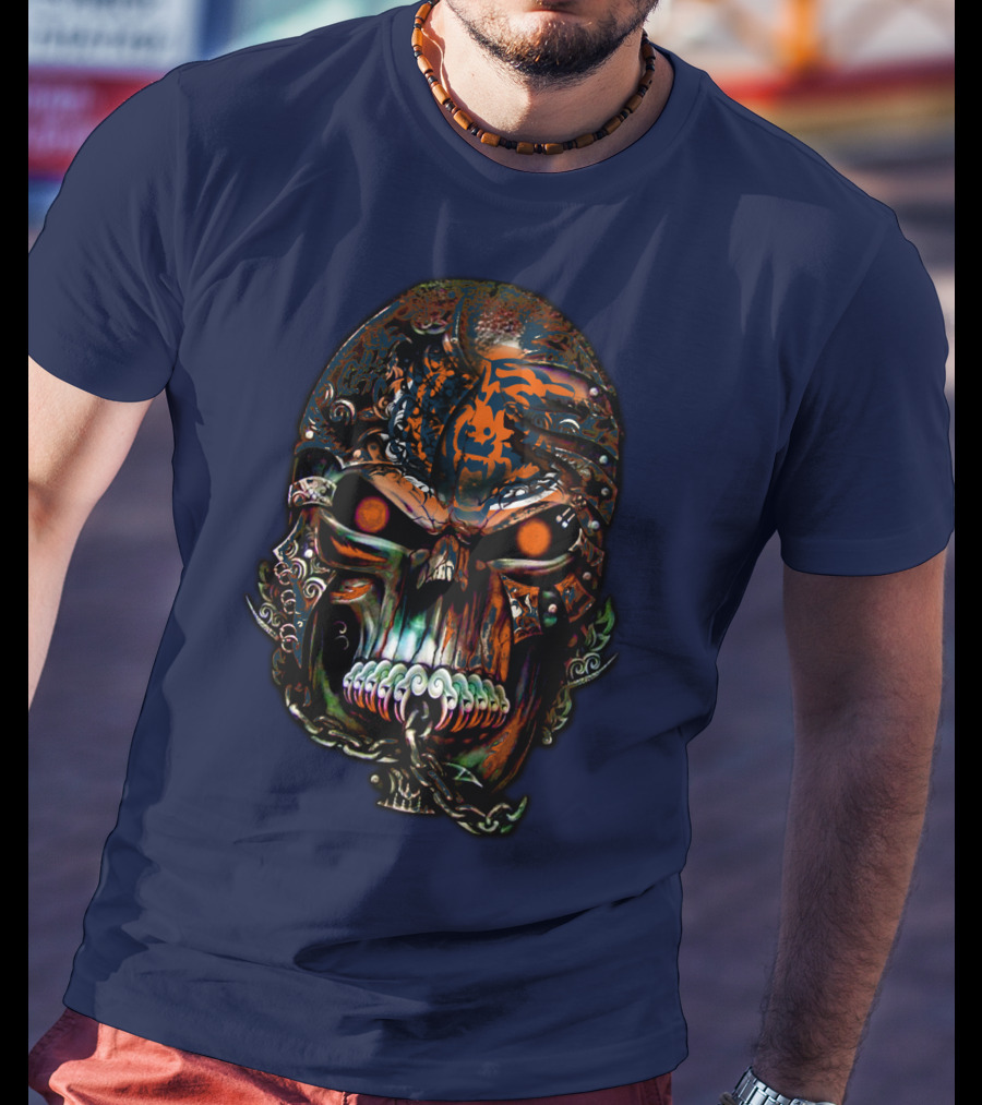 Chicago Bears Fiery Skull T-Shirt