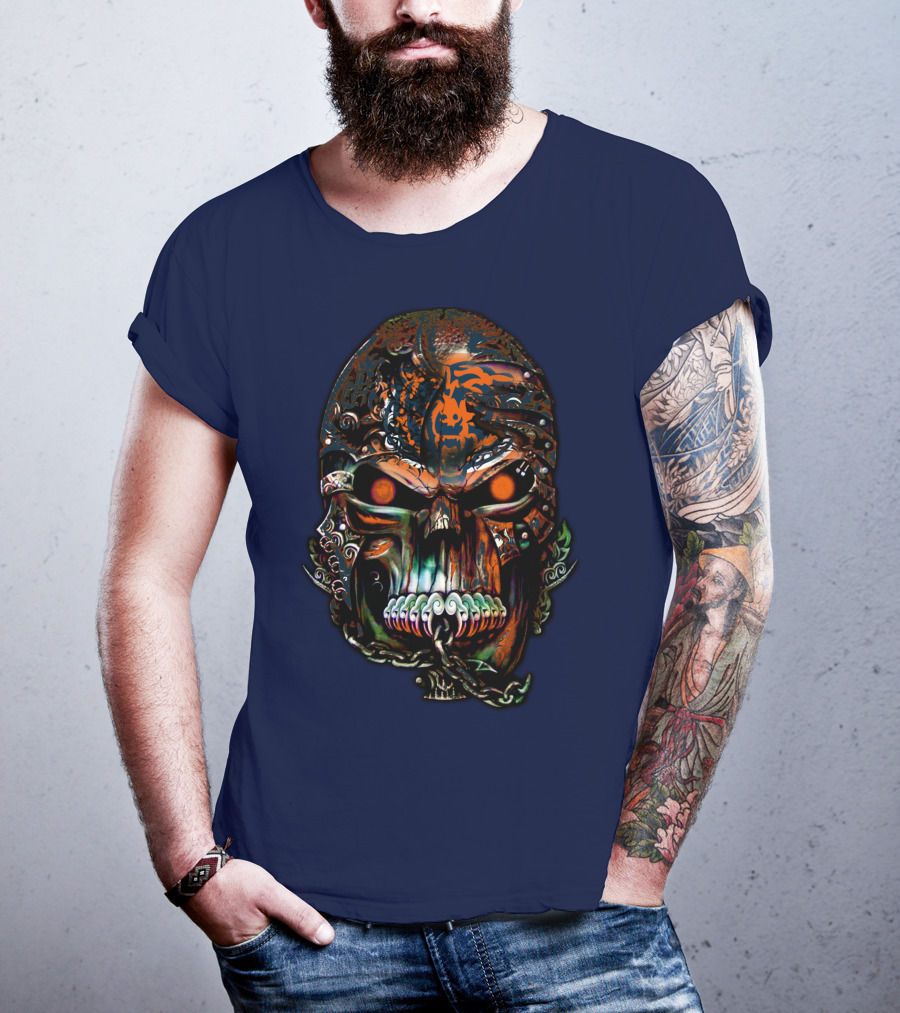 Chicago Bears Fiery Skull T-Shirt