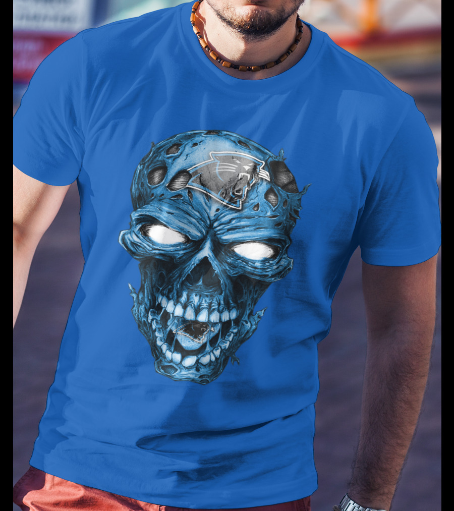 Carolina Panthers Blue Skull Supernatural Fan Gear T-Shirt