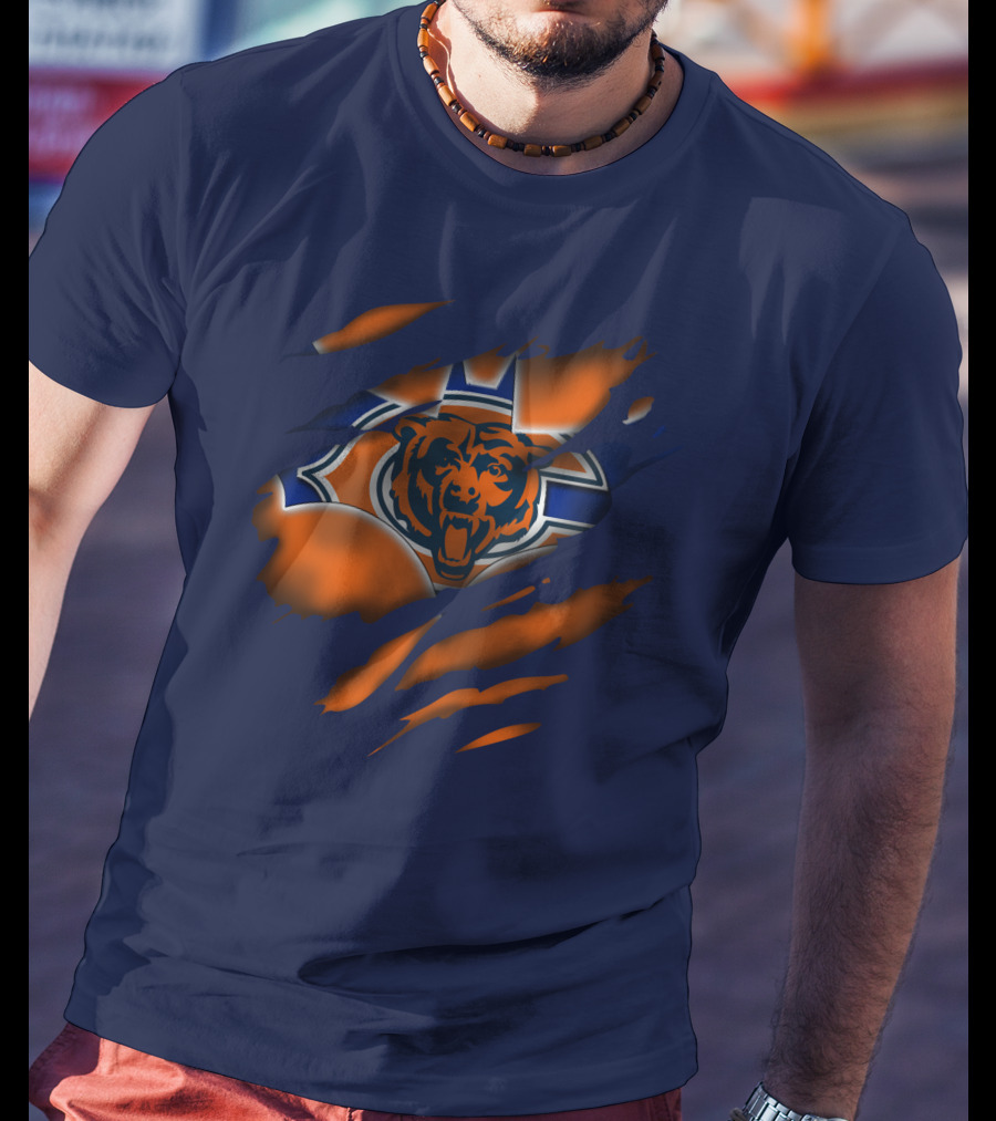 Chicago Bears 07 Vintage Logo Ripped Claw T-Shirt
