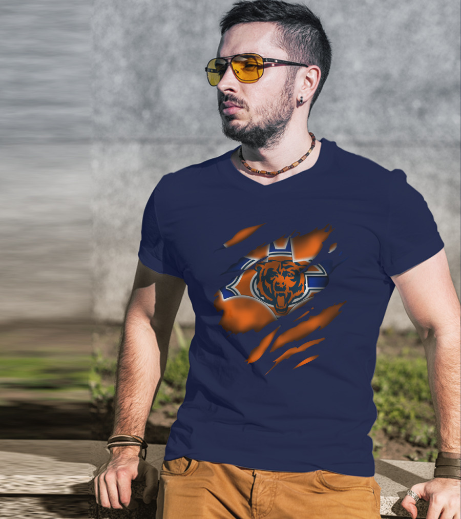 Chicago Bears 07 Vintage Logo Ripped Claw T-Shirt