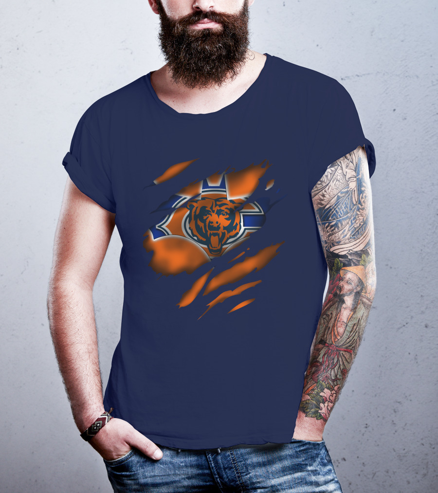Chicago Bears 07 Vintage Logo Ripped Claw T-Shirt