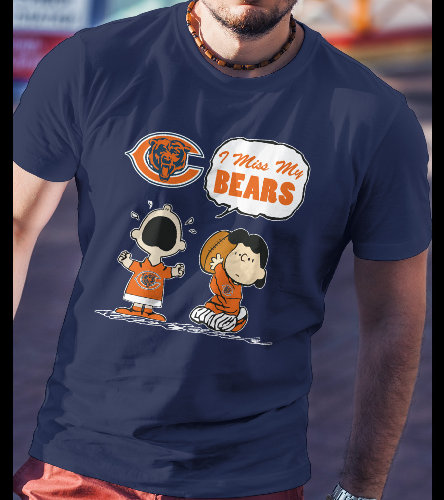 I Miss My Bears Chicago Bears Peanuts Characters T-Shirt