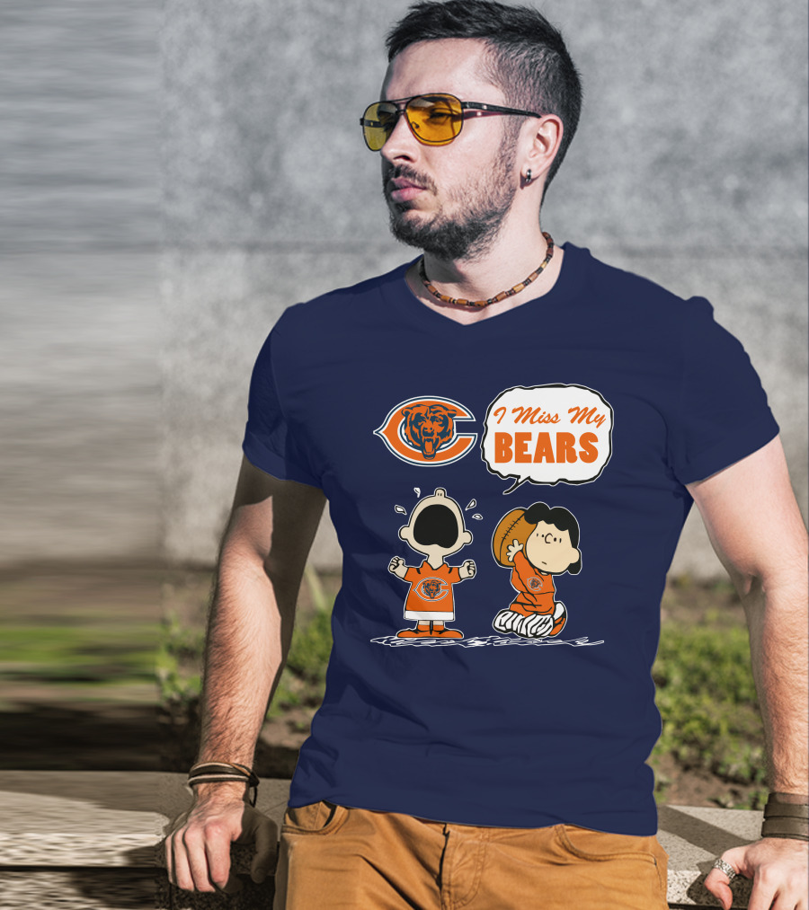 I Miss My Bears Chicago Bears Peanuts Characters T-Shirt