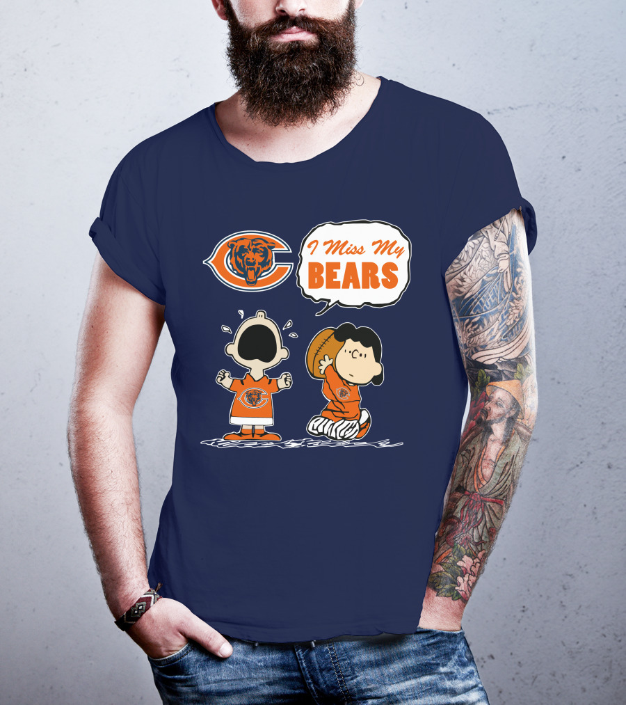 I Miss My Bears Chicago Bears Peanuts Characters T-Shirt