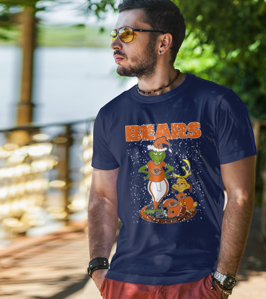 Grinchxmas BEARS Christmas Chicago Football Collaboration T-Shirt