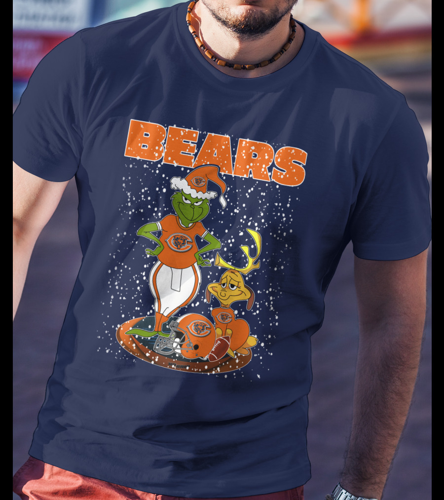 Grinchxmas BEARS Christmas Chicago Football Collaboration T-Shirt