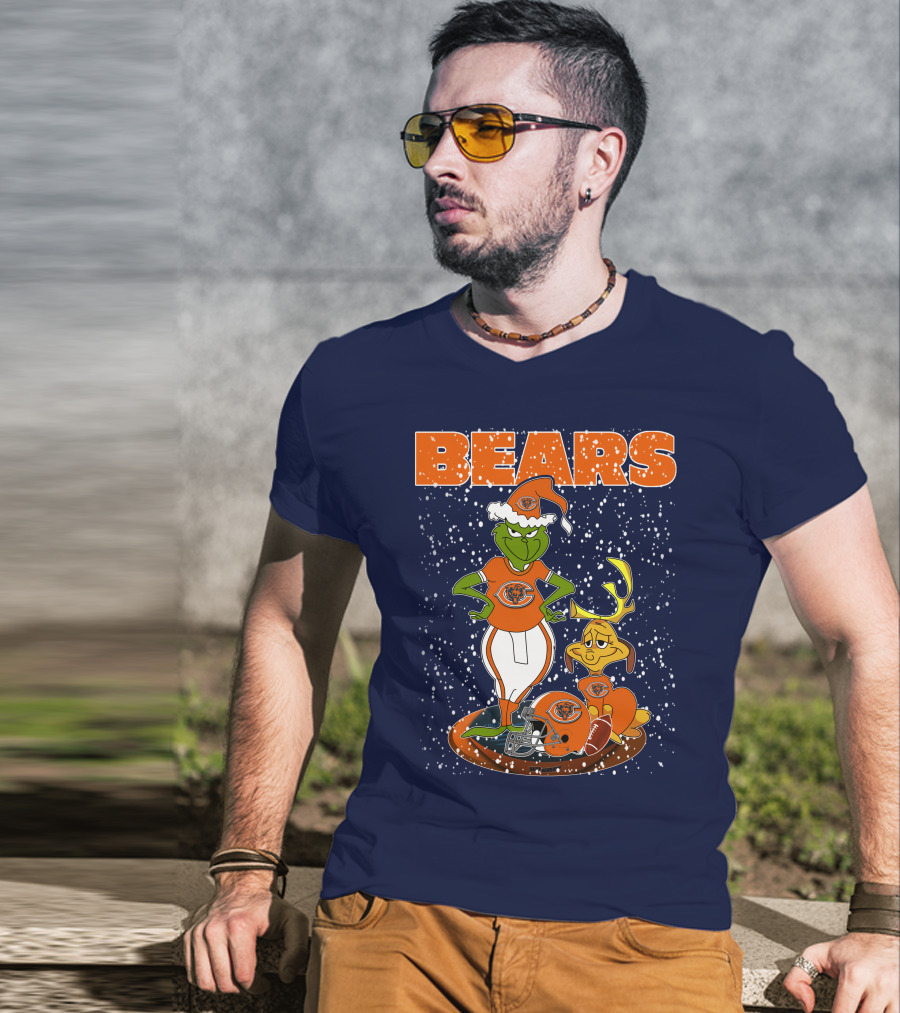Grinchxmas BEARS Christmas Chicago Football Collaboration T-Shirt