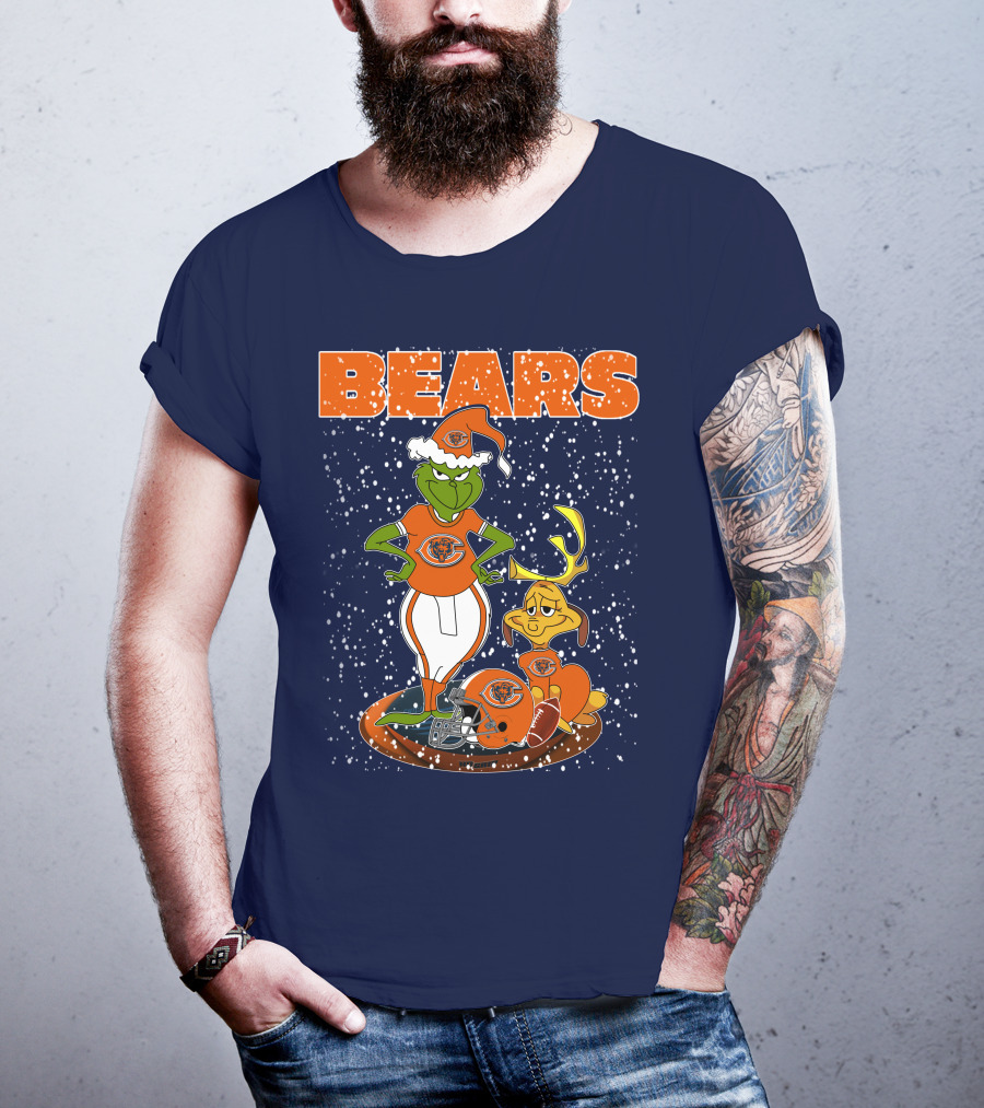 Grinchxmas BEARS Christmas Chicago Football Collaboration T-Shirt