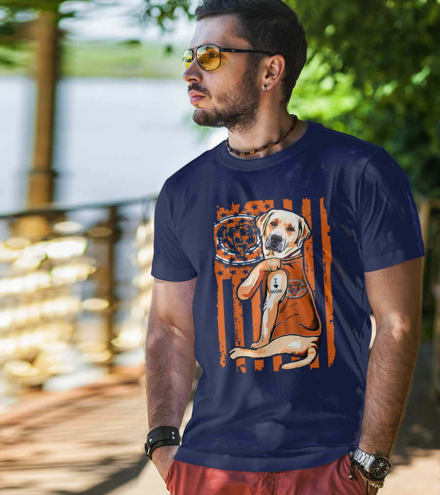 I LOVE MOM Labrador Retriever CHICAGO BEARS T-Shirt
