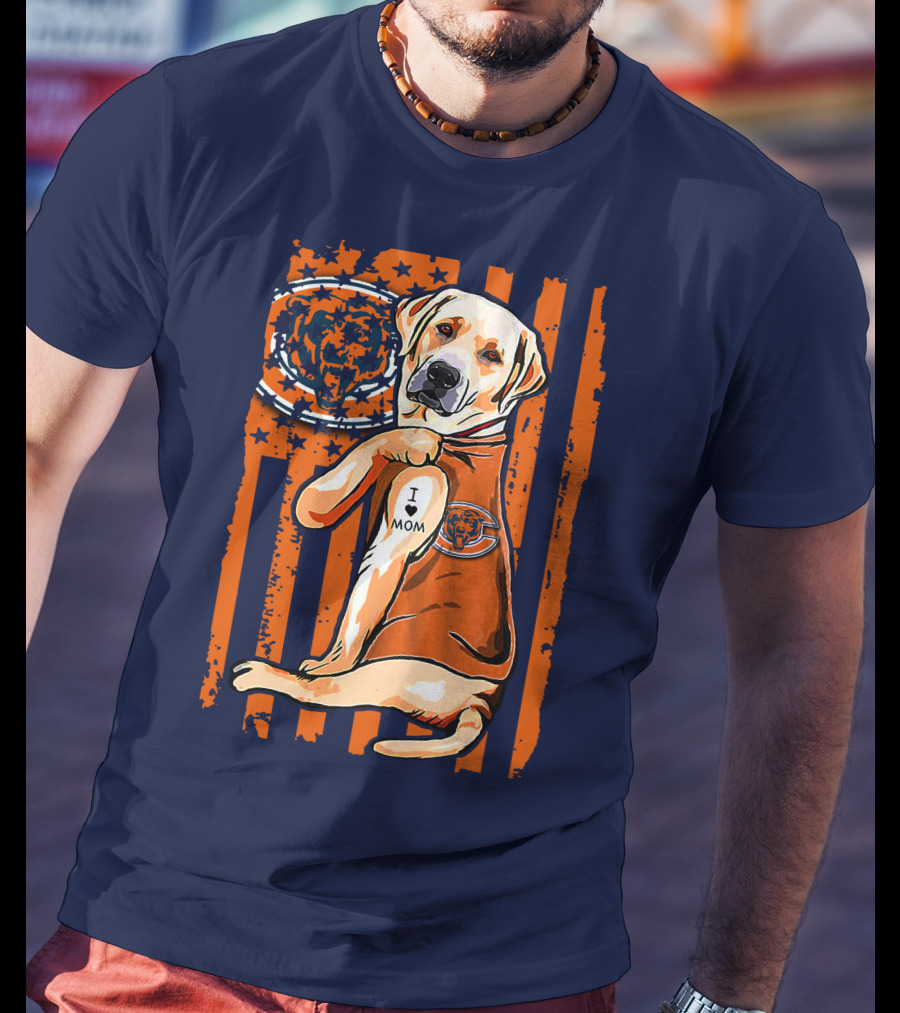 I LOVE MOM Labrador Retriever CHICAGO BEARS T-Shirt