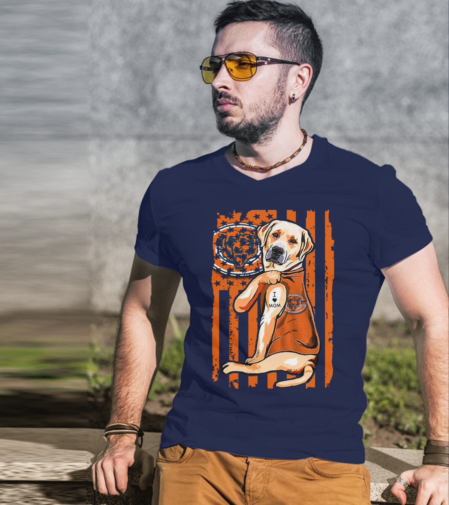 I LOVE MOM Labrador Retriever CHICAGO BEARS T-Shirt