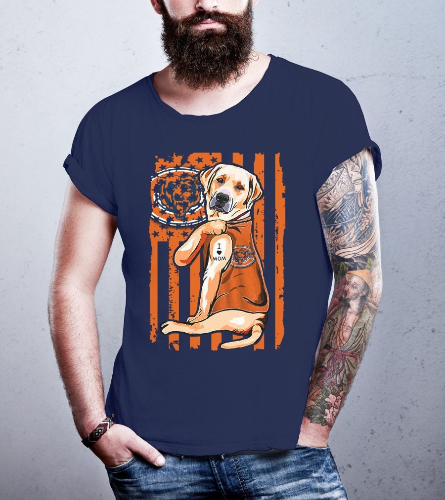 I LOVE MOM Labrador Retriever CHICAGO BEARS T-Shirt