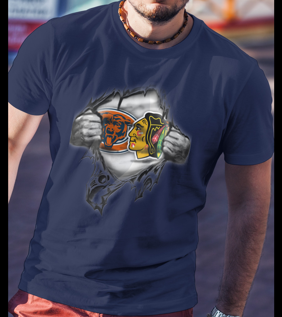 Chicago Bears Blackhawks Fan Mashup T-Shirt