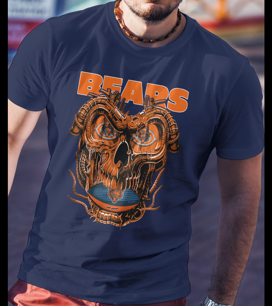 BEARS Dragonskull Football CHICAGO T-Shirt