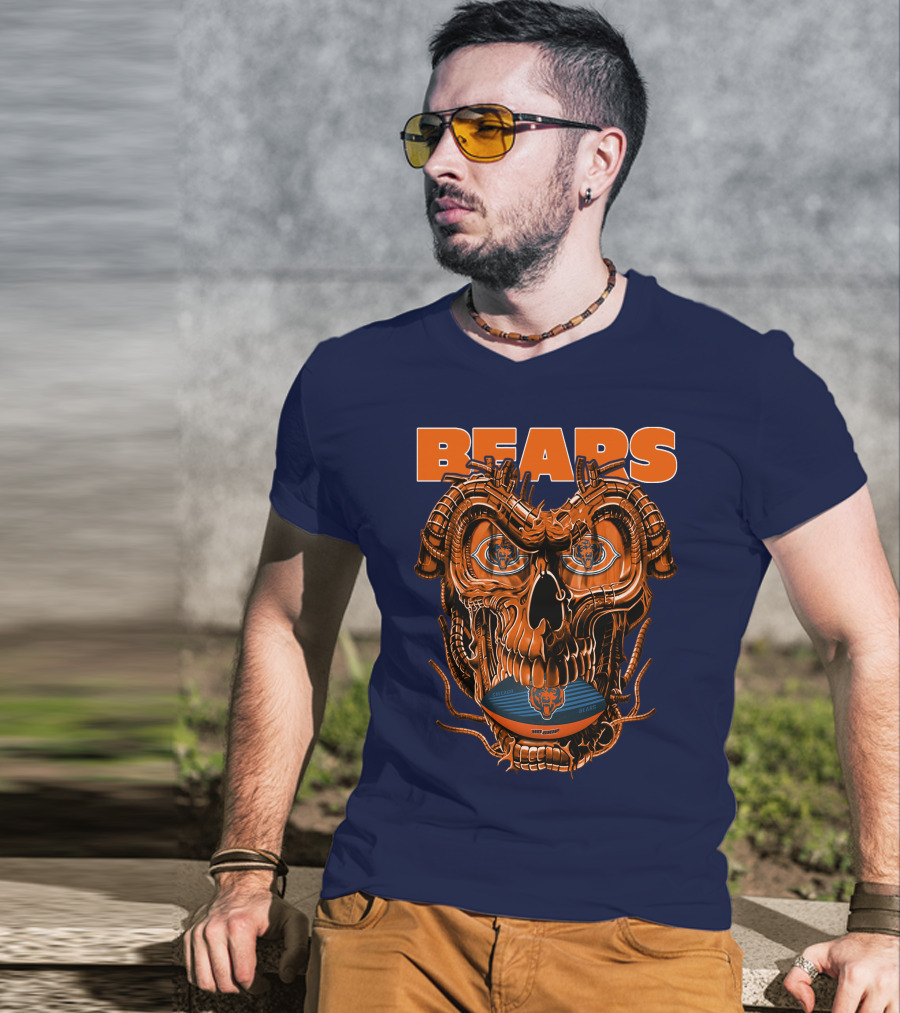 BEARS Dragonskull Football CHICAGO T-Shirt