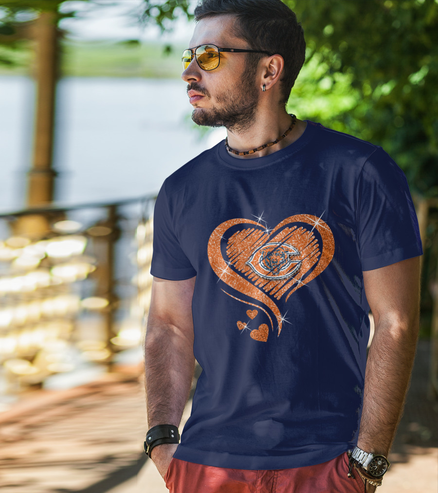 Heart Diamond Chicago Bears Sparkle Hearts T-Shirt
