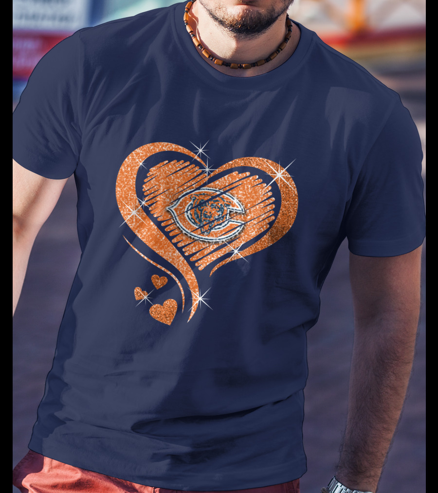 Heart Diamond Chicago Bears Sparkle Hearts T-Shirt