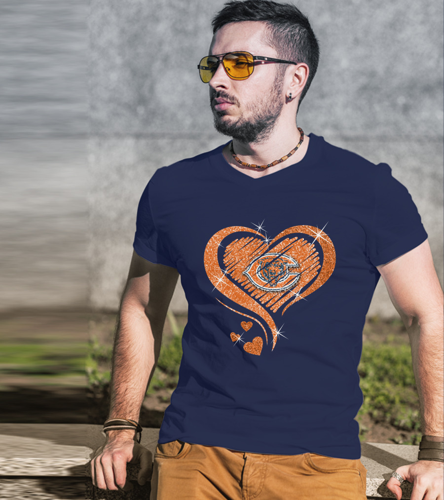 Heart Diamond Chicago Bears Sparkle Hearts T-Shirt