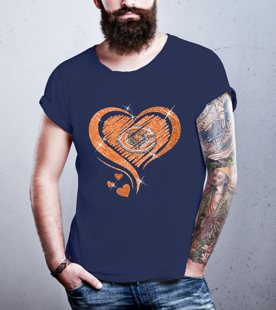 Heart Diamond Chicago Bears Sparkle Hearts T-Shirt
