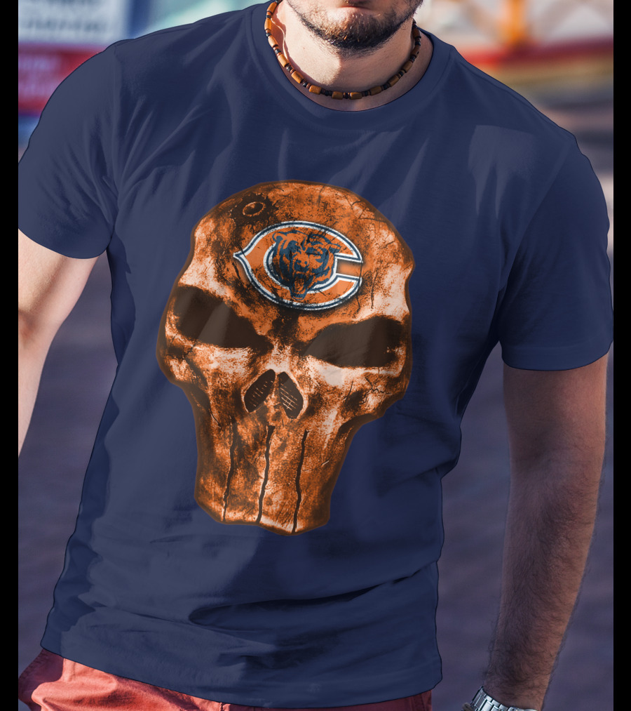 Skull Chicago Bears Logo Skull T-Shirt