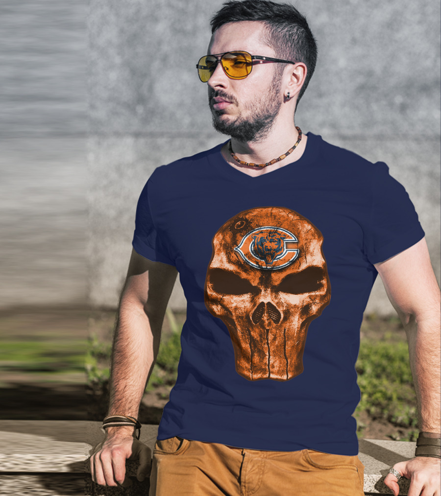 Skull Chicago Bears Logo Skull T-Shirt