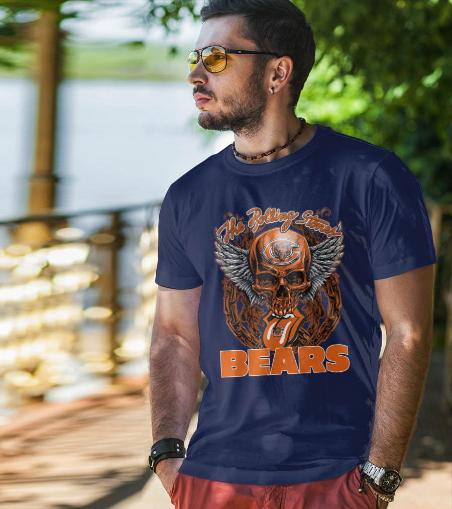 The Rolling Stones Chicago Bears Skull With Wings And Tongue T-Shirt