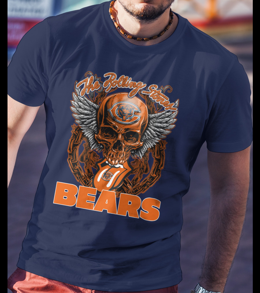 The Rolling Stones Chicago Bears Skull With Wings And Tongue T-Shirt