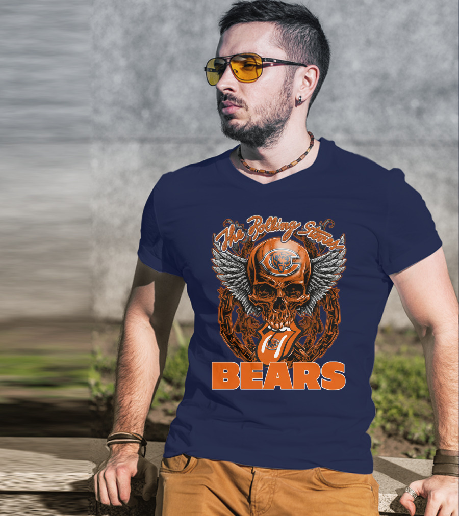 The Rolling Stones Chicago Bears Skull With Wings And Tongue T-Shirt