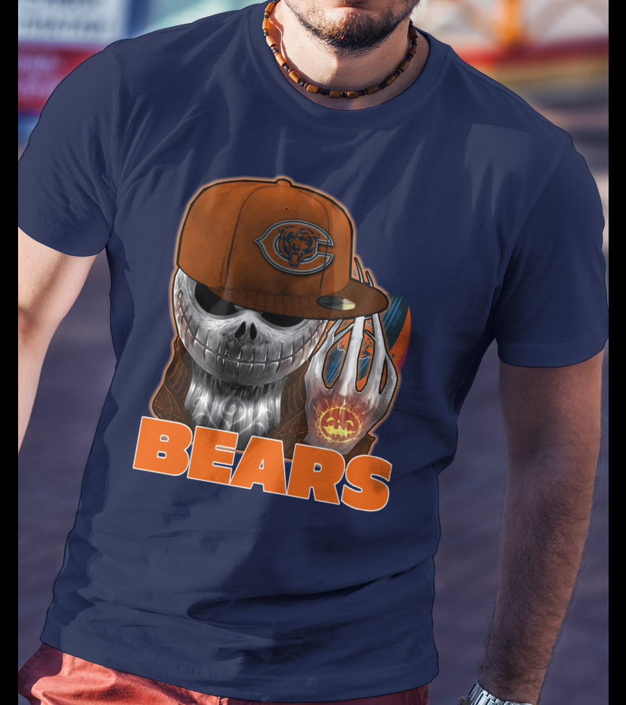 Jackskull BEARS CHICAGO Halloween Football Skeleton T-Shirt