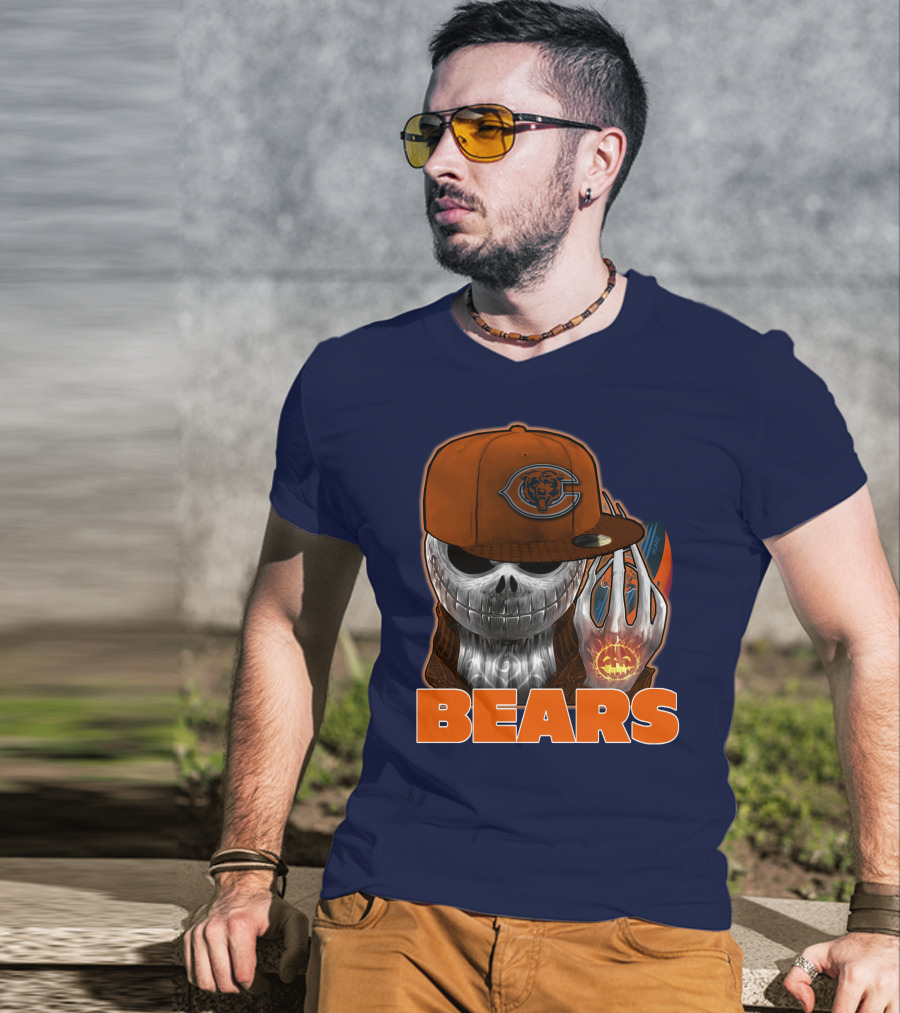 Jackskull BEARS CHICAGO Halloween Football Skeleton T-Shirt