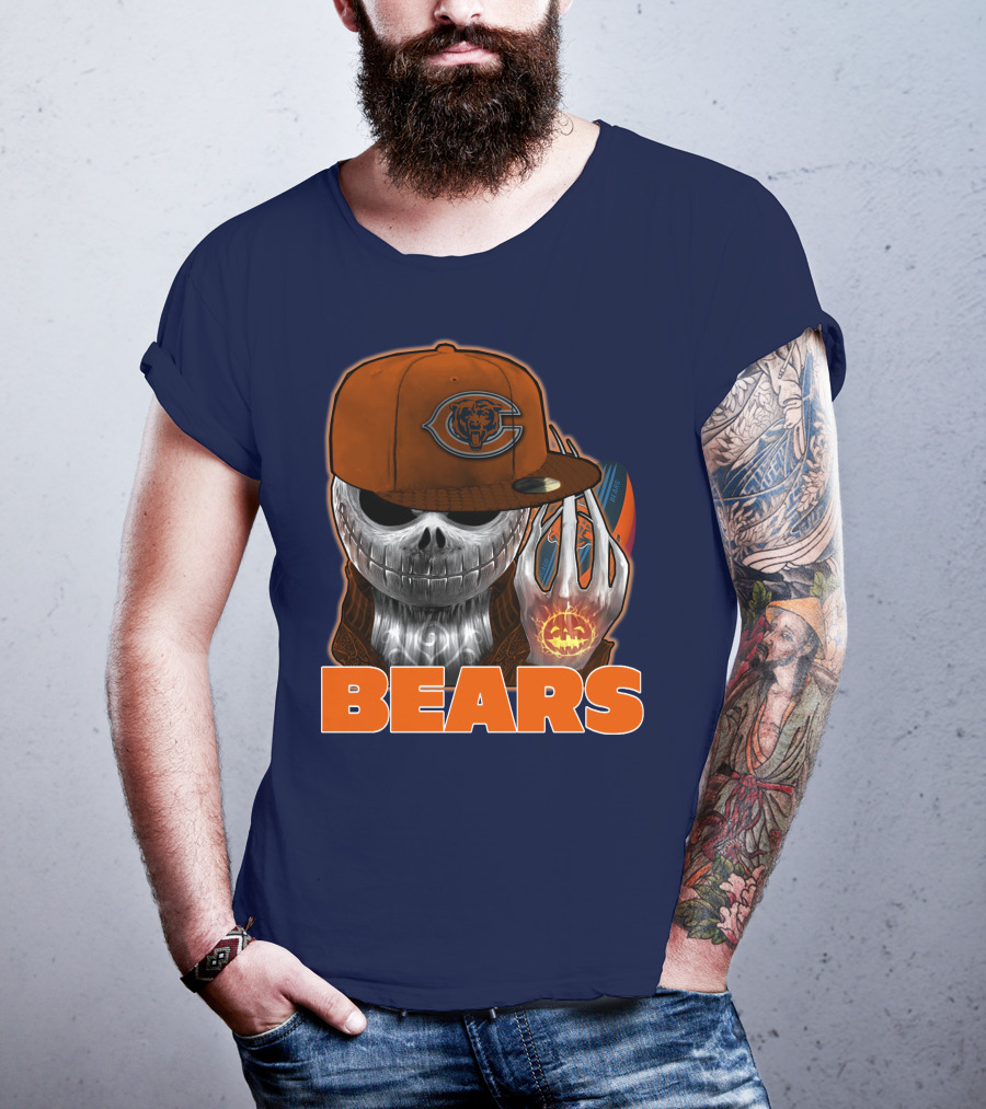 Jackskull BEARS CHICAGO Halloween Football Skeleton T-Shirt