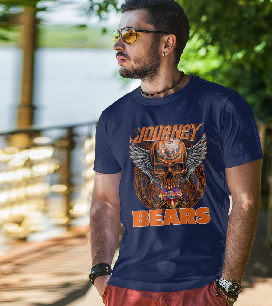 CHICAGO BEARS JOURNEY Skull Wings Chains T-Shirt