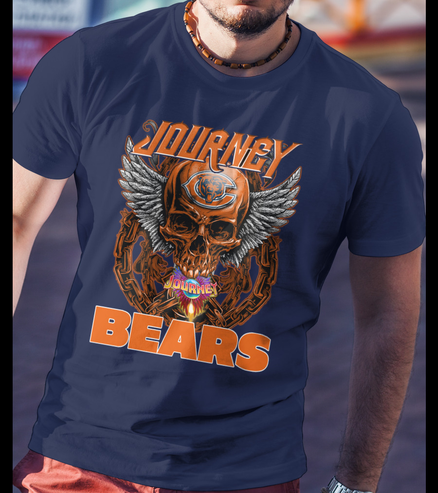 CHICAGO BEARS JOURNEY Skull Wings Chains T-Shirt