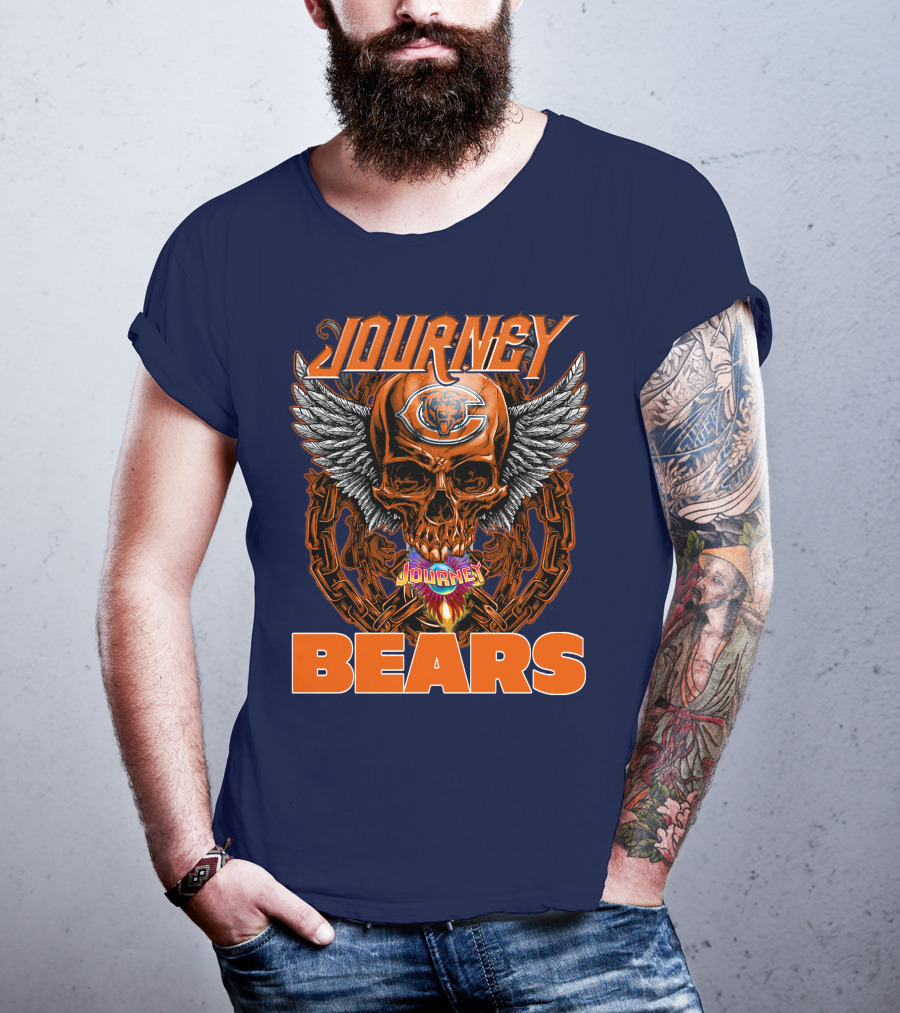 CHICAGO BEARS JOURNEY Skull Wings Chains T-Shirt
