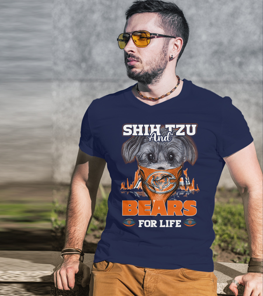 Shih Tzu And Bears For Life Chicago Bears T-Shirt