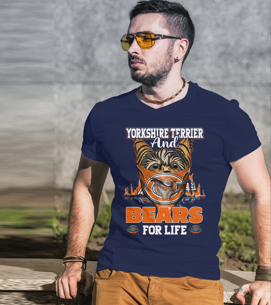 Yorkshire Terrier And Chicago Bears For Life T-Shirt
