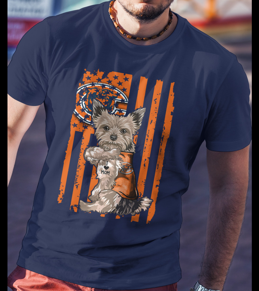 Yorkshire Terrier I Love Mom CHICAGO BEARS T-Shirt