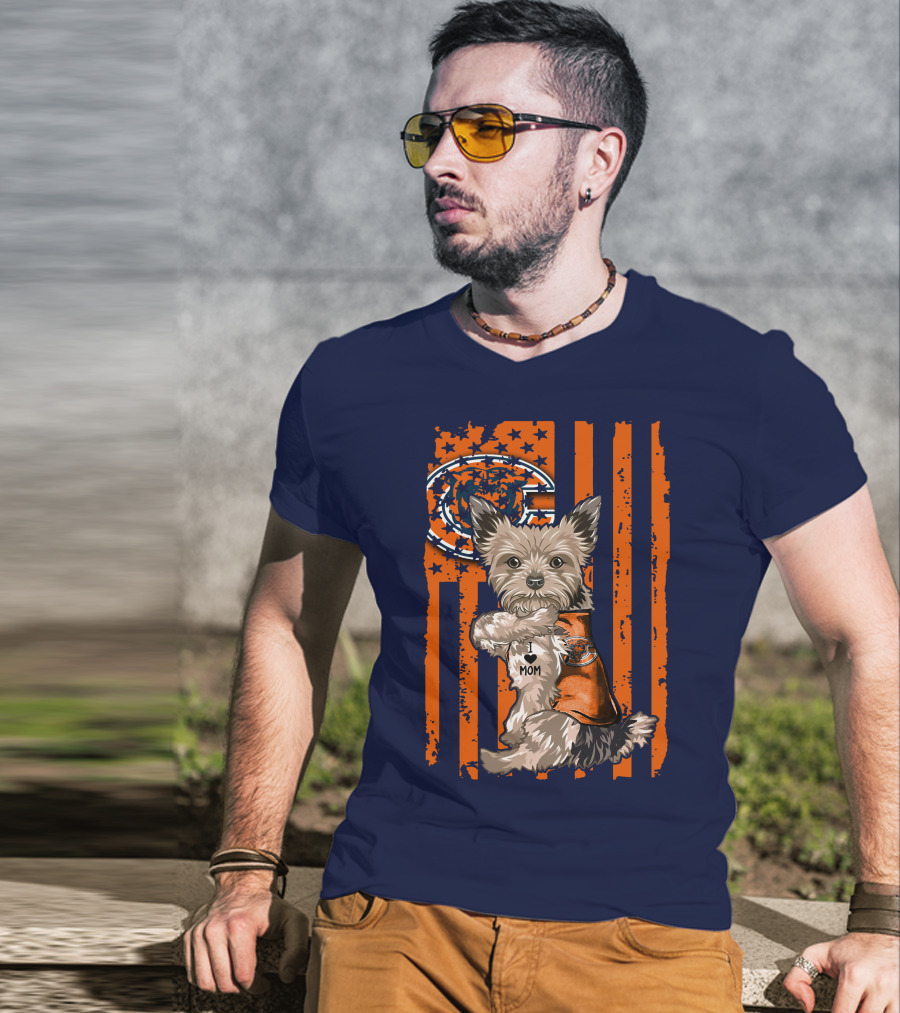 Yorkshire Terrier I Love Mom CHICAGO BEARS T-Shirt