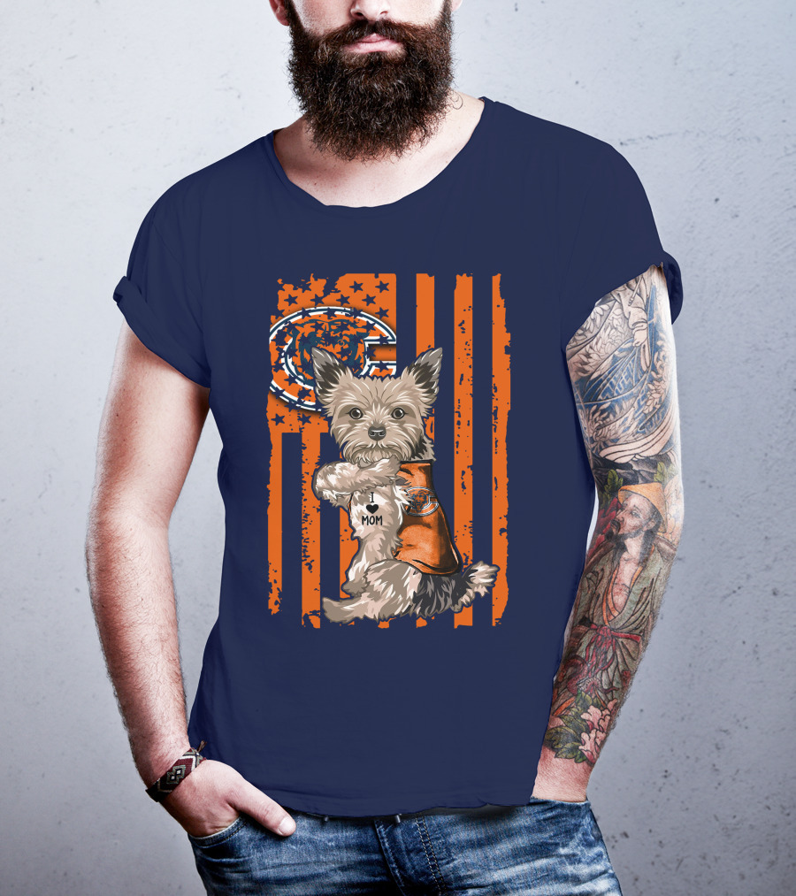 Yorkshire Terrier I Love Mom CHICAGO BEARS T-Shirt