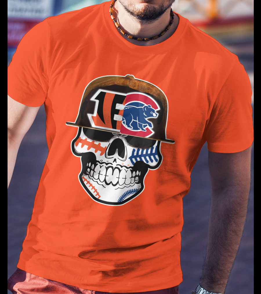 Cincinnati Bengals 53 Bears Skull Baseball Patterns T-Shirt