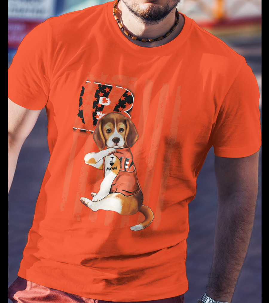 Beagle I Love Mom Cincinnati Bengals B T-Shirt