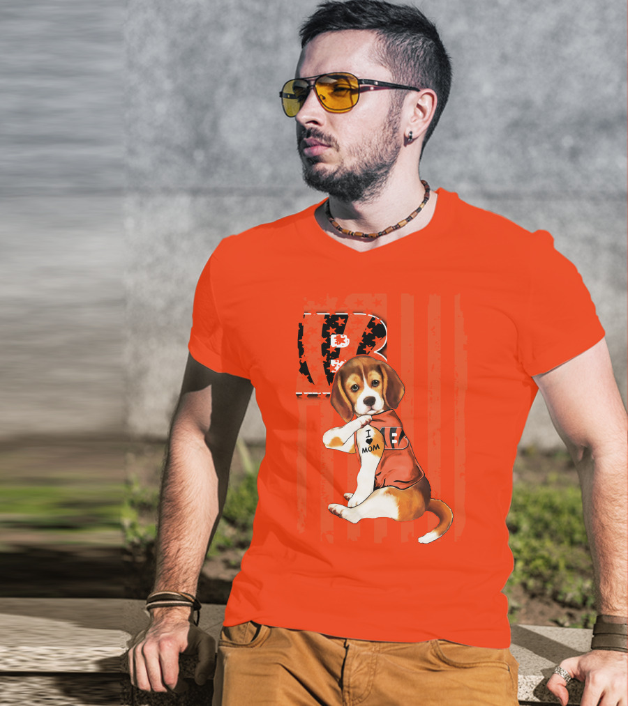 Beagle I Love Mom Cincinnati Bengals B T-Shirt