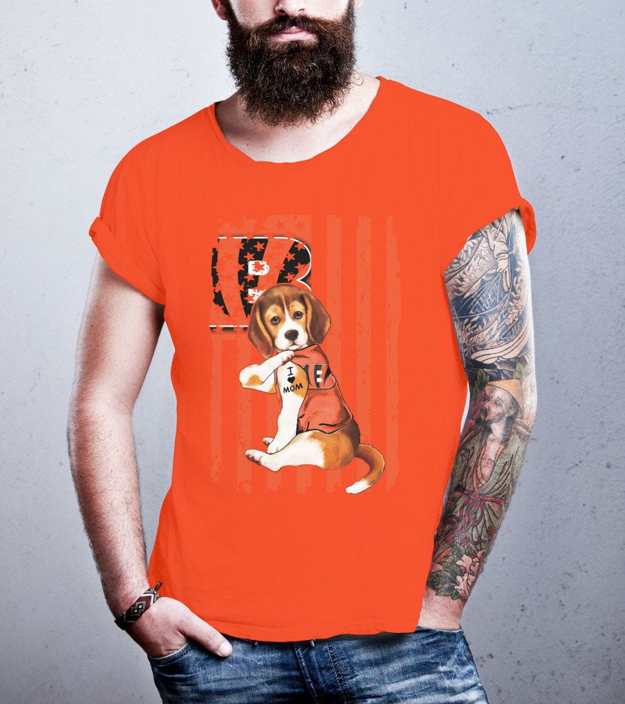 Beagle I Love Mom Cincinnati Bengals B T-Shirt